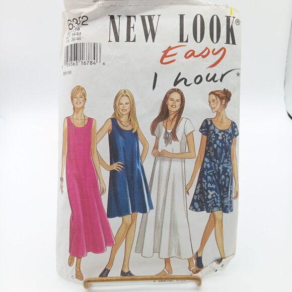 Vintage Sewing PATTERN New Look 6352, Easy 1 Hour Misses 1995 Dresses, Size 8-18 - Picture 1 of 2